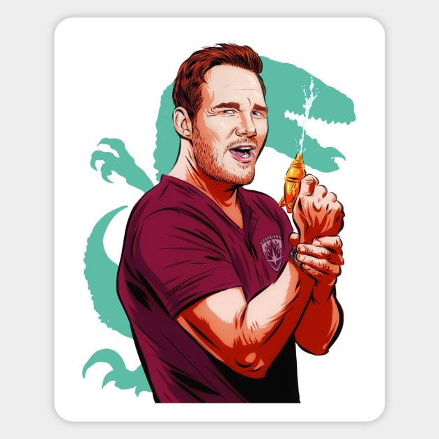 Chris Pratt - An illustration by Paul Cemmick Sticker by PLAYDIGITAL2020